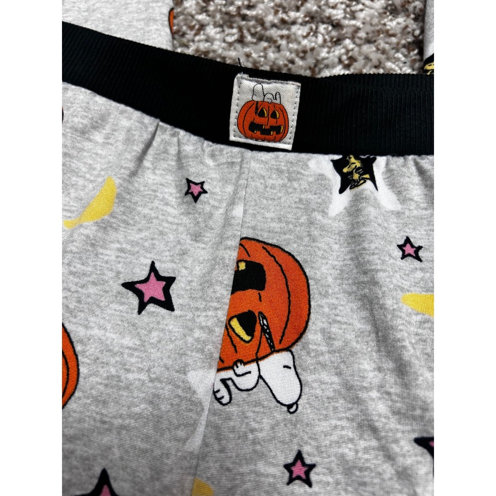 Peanuts Snoopy Halloween Pumpkin Pajama Jogger Pants Gray Large - Picture 5 of 5